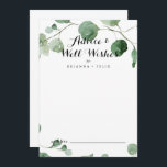 Cartão De Conselho Casamento de Caligrafia Moderna Deseja Eucalyptus<br><div class="desc">Este casamento de caligrafia moderna deseja um cartão de conselho de eucalipto é perfeito para um casamento simples. A design apresenta galhos e folhas botânicas elegantes e desenhadas a aquarela e desenhadas à mão. Estas cartas são perfeitas para um casamento, chá de panela, chá de fraldas, festa de formatura e...</div>
