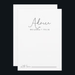 Cartão De Conselho Casamento de Caligrafia Simples Elegante<br><div class="desc">Este elegante cartão de conselho de caligrafia é perfeito para um casamento rústico. O design simples e elegante apresenta a tipografia de scripts clássicos e ricos em preto e branco. Estas cartas são perfeitas para um casamento, chá de panela, chá de fraldas, festa de formatura e muito mais. Personalize as...</div>