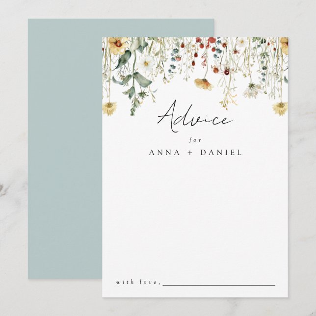 Cartão De Conselho Casamento de Campo de Flor Selvagem de Verão (Frente/Verso)