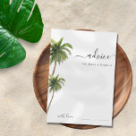 Cartão De Conselho Casamento de Destino Tropical de Praia Palm Tree<br><div class="desc">Estes cartões elegantes de conselho de aquarela constituiriam uma maravilhosa adição aos seus chás de panela! Personalize facilmente o texto clicando na opção "personalizar".</div>