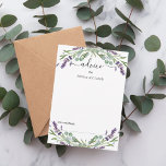 Cartão De Conselho casamento de eucalipto-verde lavanda<br><div class="desc">Fundo branco,  decorado com flores de lavanda e verde de eucalipto. Personalize e adicione seus nomes.</div>