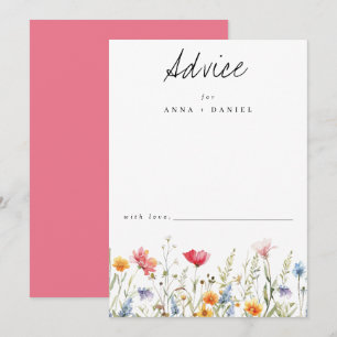 Cartão De Conselho Casamento de Flor Silvestre Aquarela