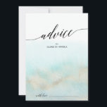 Cartão De Conselho Casamento de praia com Aqua e Dourada Watercolor<br><div class="desc">Este aqua e o cartão de conselho de praia dourado é perfeito para um casamento de destino tropical e pode ser usado para qualquer evento. A simples e moderna design apresenta uma espantosa turquesa, uma cor azul-lacrimogênea e lacrimogênea com um brilho de ouro macio que lembra a areia e o...</div>