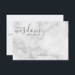 Cartão De Conselho Casamento de Script Moderno Clássico Marble<br><div class="desc">Adicione um toque pessoal ao seu casamento com um moderno guião de casamento e um cartão de desejos. Este cartão de conselho apresenta o título 'palavras de sabedoria' com detalhes no script de cinza e no estilo de fonte sans serif em fundo de mármore branco. Perfeito para casamento, chá de...</div>