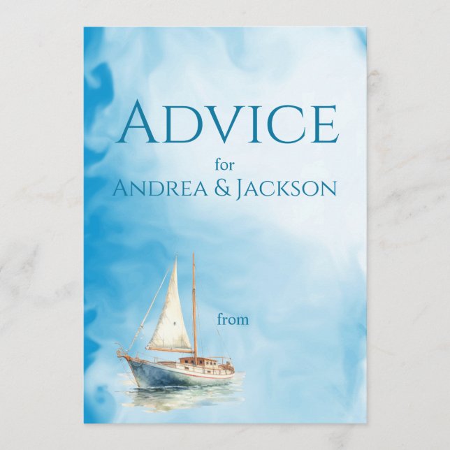 Cartão De Conselho Casamento de veleiro com aquarela (Frente)