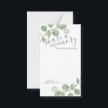 Cartão De Conselho Casamento de Watercolor Eucalyptus 'Compartilhe um<br><div class="desc">Celebre seu dia especial com este belo casamento compartilhe um cartão de memória,  com o título "Compartilhar uma Memória" em um roteiro moderno e decorado com a cor aquosa suave eucalipto em um fundo branco.</div>