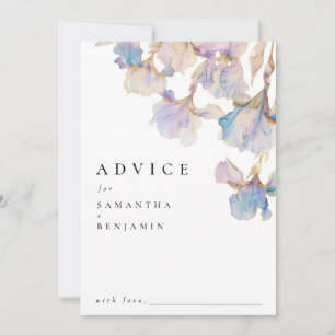 Cartão De Conselho Casamento Floral de Íris Elegante