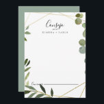 Cartão De Conselho Casamento Geométrico Tropical Verde Sobra Espanhol<br><div class="desc">Este verde geométrico tropical deixa o cartão de aviso de casamento espanhol perfeito para um casamento moderno. A design apresenta lindas folhas verdes pintadas à mão, enfeitando um quadro geométrico dourado. Estas cartas são perfeitas para um casamento, chá de panela, chá de fraldas, festa de formatura e muito mais. Personalize...</div>