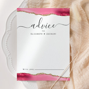 Cartão De Conselho Casamento Rosa Ágata Dourado Elegante