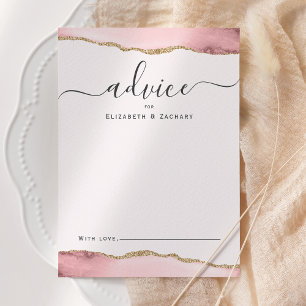 Cartão De Conselho Casamento Rosa Bege Ágata Elegante Dourado