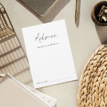 Cartão De Conselho Casamento Simples MInimal de Script Elegante Moder<br><div class="desc">Estes cartões elegantes e na moda de conselho fariam uma maravilhosa adição aos seus suprimentos de chá de panela/casamento! Personalize facilmente o texto clicando na opção "personalizar".</div>