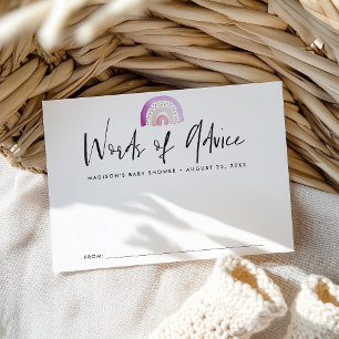 Cartão De Conselho Chá de fraldas Arco-Íris com Cor de Água Púrpura