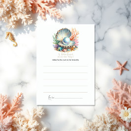 Cartão De Conselho Chá de fraldas de Pérolas Pequenas e Tema Oceânico