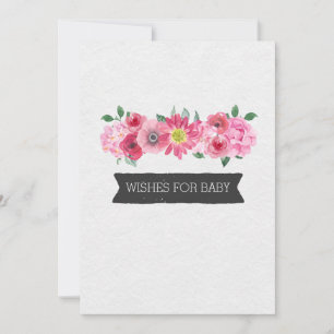 Cartão De Conselho Chá de fraldas Floral Cor de Água Rosa Desejos par