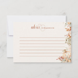 Cartão De Conselho Chá de fraldas Floral de Abóbora de outono