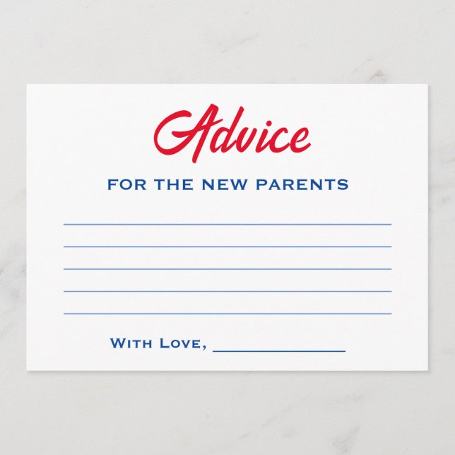 Cartão De Conselho Chá de fraldas Patriótico Branco Vermelho de 4 de  (Frente)