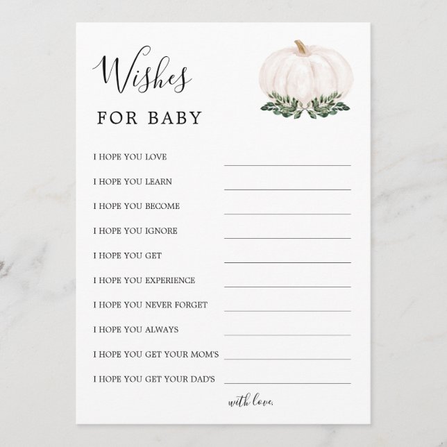 Cartão De Conselho Chá de fraldas Russo De Abóbora Deseja (Frente)