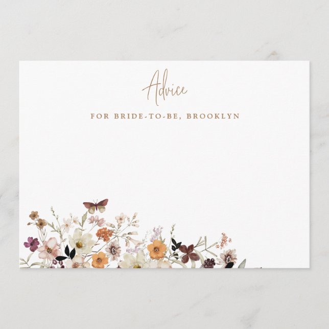 Cartão De Conselho Chá de panela de Flores Selvagens Rústicas de Qued (Frente)