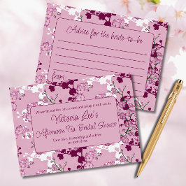 Cartão De Conselho Chá de panela Elegante Pink Cherry Blossoms