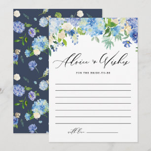 Cartão De Conselho Chá de panela Floral de Garland Azul Hydrangea