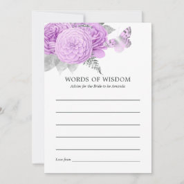 Cartão De Conselho Chá de panela Floral de Prata e Roxo