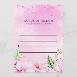 Cartão De Conselho Chá de panela Geométrico Dourado e Rosa Magnolia