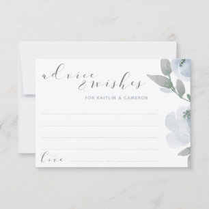 Cartão De Conselho Chuva de Noiva de Casamento Azul Cinzento Aquarela