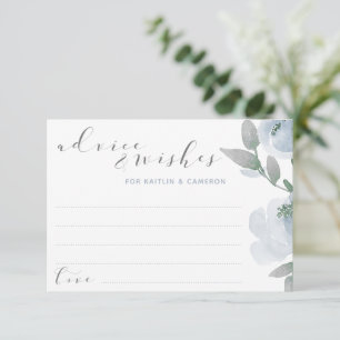 Cartão De Conselho Chuva de Noiva de Casamento Azul Cinzento Desbotad