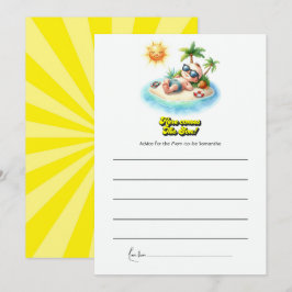 Cartão De Conselho Chuva de Sol Tropical "Aqui Vem o Filho" Chá de Be