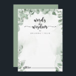 Cartão De Conselho Clássico e Verde Eucalyptus Palavras de Sabedoria<br><div class="desc">Este clássico e verde eucalipto palavras de casamento de sabedoria é perfeito para um casamento rústico. A design apresenta lindas folhas verdes de eucalipto com aquarela. Estas cartas são perfeitas para um casamento, chá de panela, chá de fraldas, festa de formatura e muito mais. Personalize as cartas com os nomes...</div>