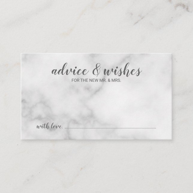 Cartão De Conselho Clássico Elegante Marble Wedding (Frente)