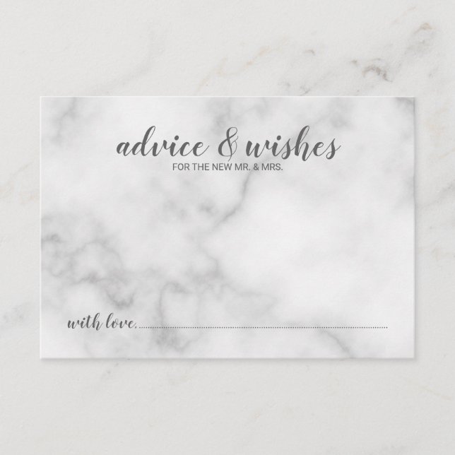 Cartão De Conselho Clássico Elegante Marble Wedding (Frente)