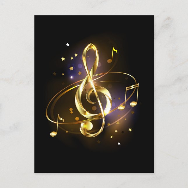 Cartão De Conselho Clave de Sol Musical de Ouro (Frente)