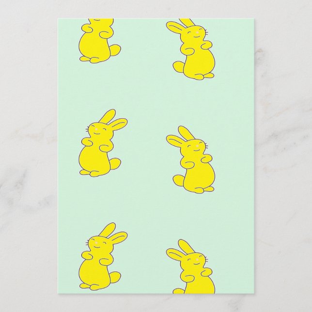 Cartão De Conselho Coelhinhos amarelos felizes no chalé (Frente)