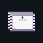 Cartão De Conselho Coleção Náutica de Casamentos com Stripe de Marinh<br><div class="desc">Comemore ao estilo com esses cartões de conselho de âncora náutica. O simples, mas na moda, design permitirá que seus convidados escrevam um aviso para que você mantenha e leia nos próximos anos. O texto é fácil de personalizar para que esses cartões possam ser rapidamente transformados em cartões de aconselhamento...</div>