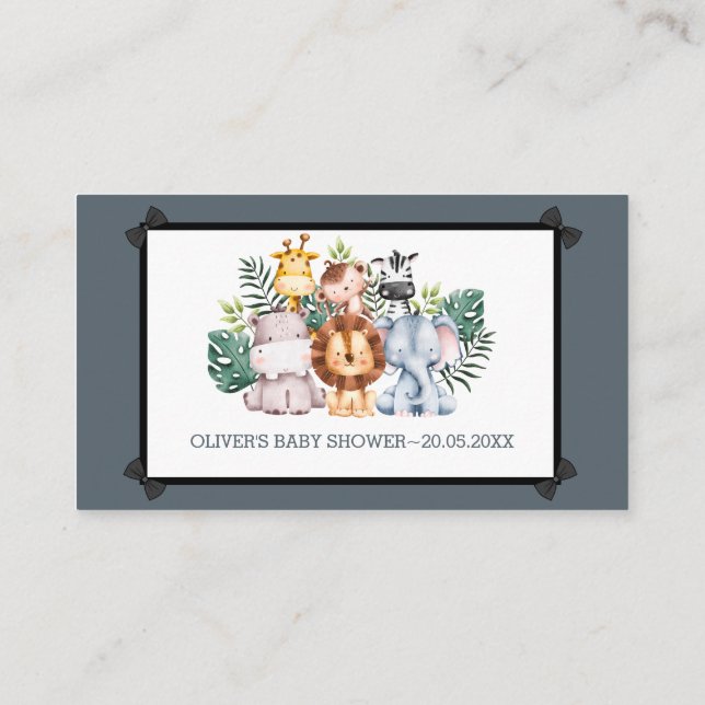 Cartão De Conselho Colorir Chá de fraldas Jungle Adventure (Verso)