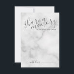 Cartão De Conselho 'Compartilhar uma memória' Casamento de Script Mar<br><div class="desc">Adicione um toque pessoal ao seu casamento com um moderno guião de casamento e um cartão de desejos. Este cartão apresenta o título 'share a memory' no estilo de fonte da caligrafia moderna da cinza e detalhes no estilo de fonte sans moderno da cinza em fundo de mármore branco.</div>