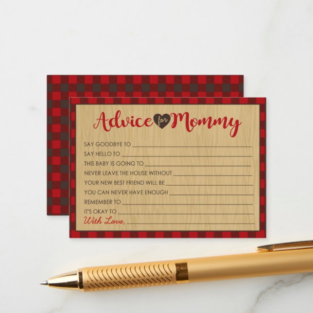 Cartão De Conselho Conselhos de Chá de fraldas Lumberjack para placas (Frente/Verso In Situ)