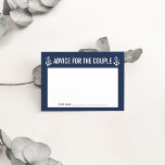 Cartão De Conselho Conselhos para o Casal | Corda e Âncora náuticas<br><div class="desc">Reúna conselhos para o casal feliz com estes cartões doces. Coloque uma pilha na entrada de uma festa de noivado ou casamento,  deixe uma em cada lugar ou passe-a. Design apresenta uma corda e ilustração de âncora em um fundo azul de marinho clássico. Coordenando acessórios disponíveis em nosso compro.</div>