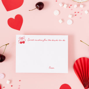 Cartão De Conselho Coquette Cherry Chá de panela Sweet Wish