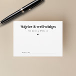Cartão De Conselho Coração Retro-Script Minimalista Deseja Casamento<br><div class="desc">Estes cartões de conselho modernos e minimalistas constituiriam uma maravilhosa adição aos seus chás de panela/provisões de casamento! Personalize facilmente o texto clicando na opção "personalizar".</div>
