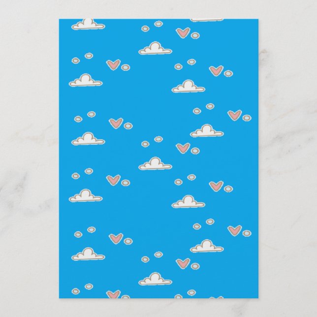 Cartão De Conselho Corações e nuvens em azul (Frente)