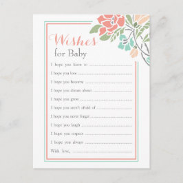 Cartão De Conselho Coral Floral Desejos Teais para Bebê