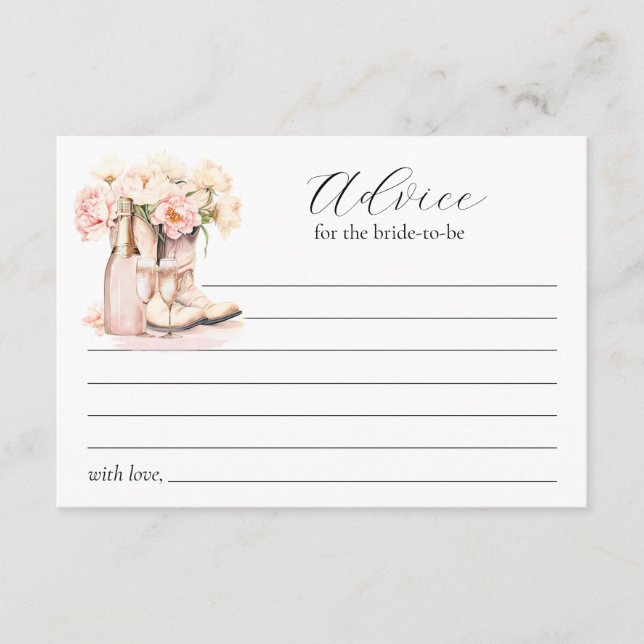 Cartão De Conselho Cowgirl Boots Chá de panela Bride-to-be Advice (Frente)