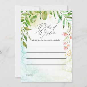 Cartão De Conselho Cristal Nupcial com Vegetação em Aquarela