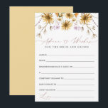 Cartão de Conselho de Casamento de Girassol Elegan<br><div class="desc">No geral, o cartão de Chá de Panela Sunflower Advice & Wishes for Bride and Groom é uma mistura deslumbrante de charme outonal e elegância artística. As ilustrações intrincadas de girassóis, a paleta de cores cativante e a caligrafia requintada se unem para criar um design visualmente impressionante e emocionalmente significativo....</div>