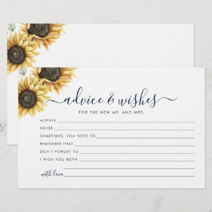 Cartão de Conselho de Casamento de Girassol Floral