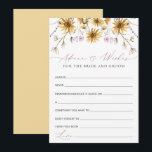 Cartão de Conselho de Casamento do Girassol Elegan<br><div class="desc">No geral, o cartão de Chuveiro de Noiva Sunflower Advice & Wishes for Bride and Groom é uma mistura impressionante de charme outonal e elegância artística. As ilustrações intrincadas de girassóis, a paleta de cores cativante e a caligrafia requintada se unem para criar um design visualmente deslumbrante e emocionalmente significativo....</div>
