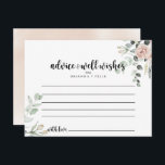 Cartão de Conselho de Casamento Floral Rosa Clássi<br><div class="desc">Este cartão de conselho de casamento floral rosa clássico empoeirado é perfeito para um casamento rústico. O design apresenta rosas elegantes em aquarela rosa empoeirado e folhagens verdes, montadas de forma organizada em lindos buquês. Esses cartões são perfeitos para um casamento, chá de noiva, chá de bebê, festa de formatura...</div>