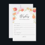 Cartão De Conselho Desejos de Pêssegos e Flores para Noiva e Noivo<br><div class="desc">Cartão de Desejos de Pêssegos e Flores em Aquarela para Noiva e Noivo. Cartão de bons votos feminino com letra caprichosa e ilustrações em aquarela de pêssegos,  peônias,  eucalipto com outras folhagens e acentos florais. Compartilhe suas esperanças e desejos para os recém-casados.</div>
